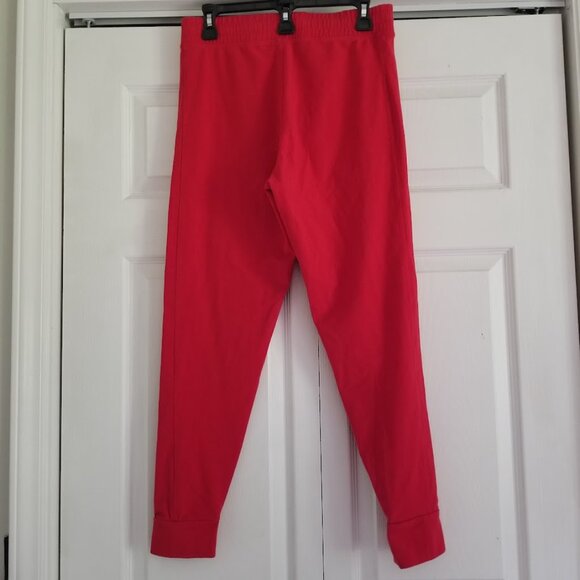 VS PINK Sweatpants Large Red White Logo Drawstring Pockets Tapered Comfort - Picture 7 of 8